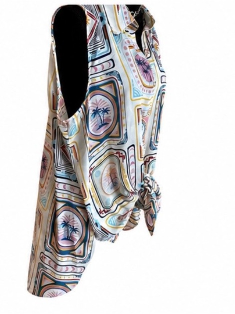 Rose & Olive Geometric Palm Print Sleeveless Blouse XL. NWT